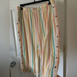 Fringed Plus Size pants w/ silver threading details, pockets, and stretchy waist